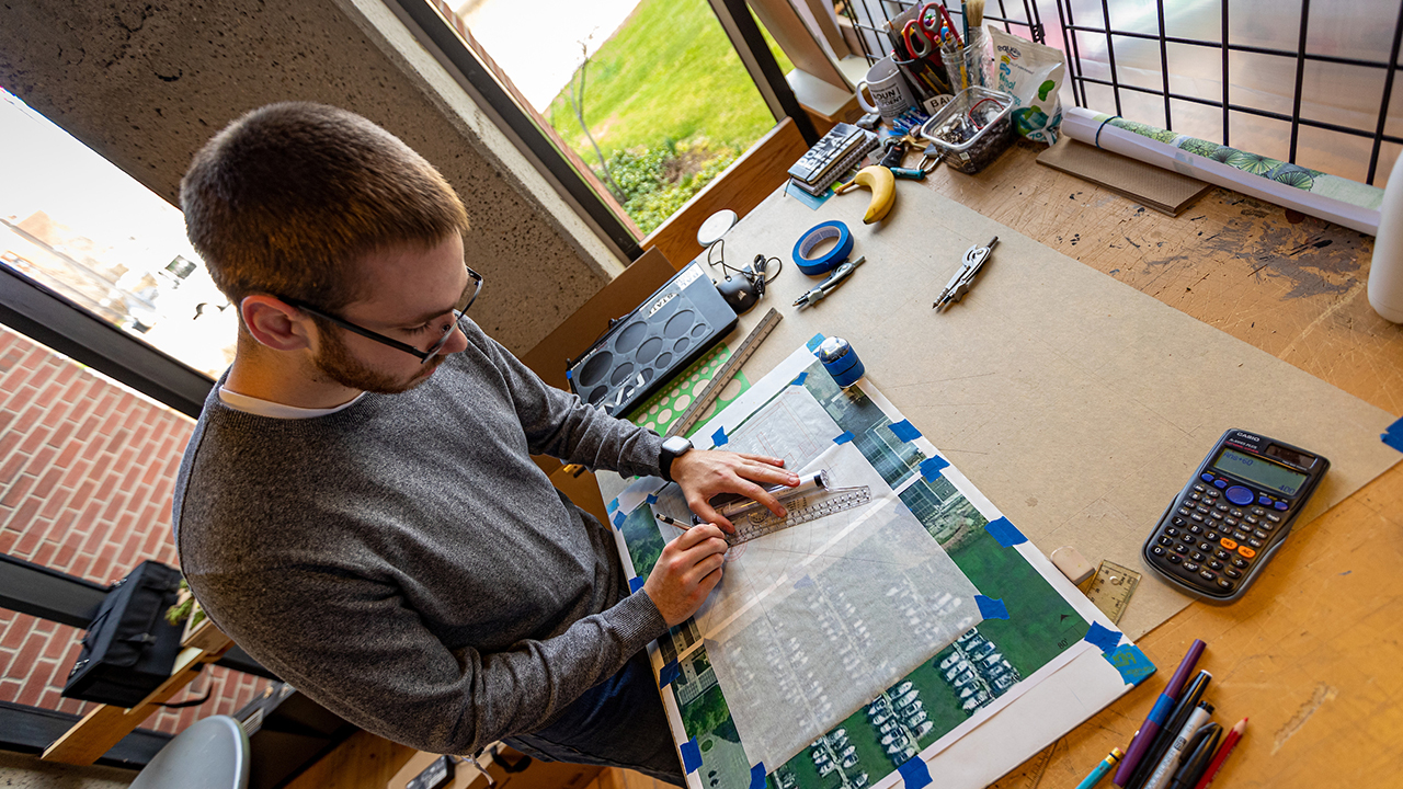 Student works on project
