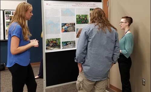 Lindsey Cron (Senior) and Charity Munro (recent Graduate) present poster