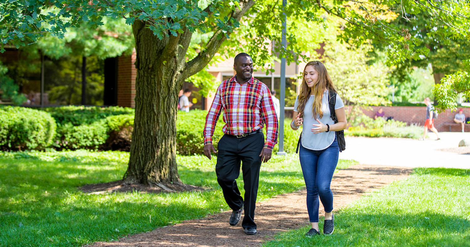 students walking and talking