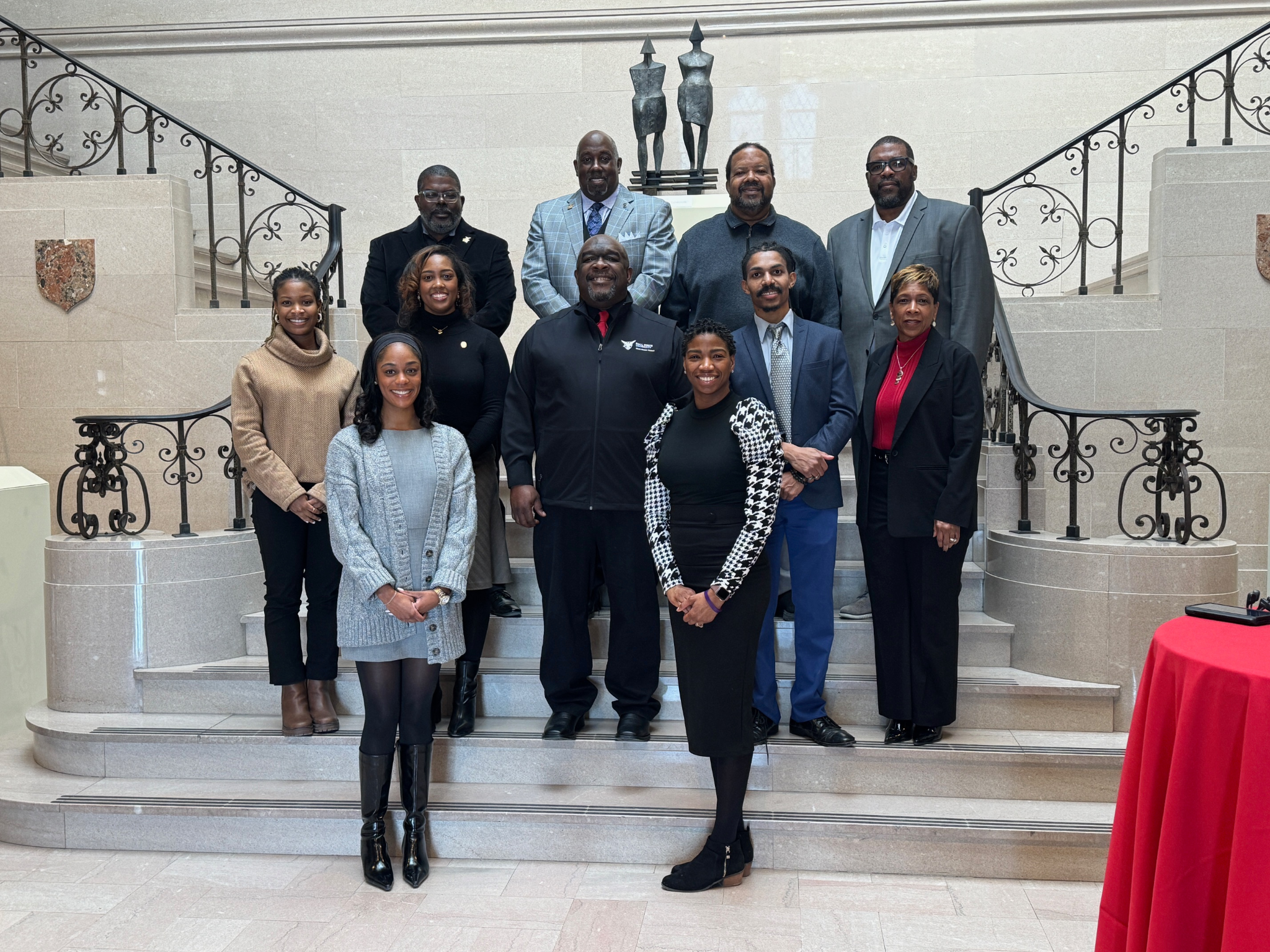 Black Alumni Council 2025 group photo at DOMA on the stairs