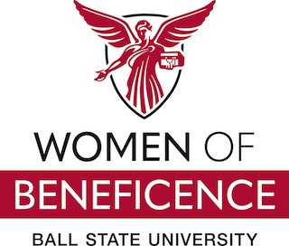 Red Beneficence with black shield, Women of Beneficence under in black writing Beneficence in red block