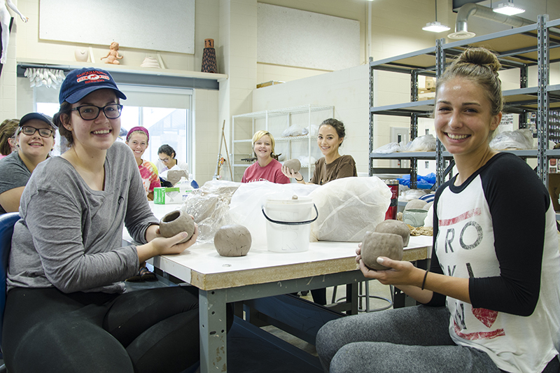 students in ceramics class