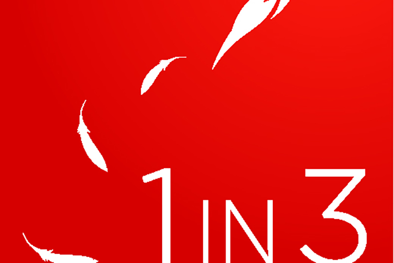 1 in 3 logo with hummingbird