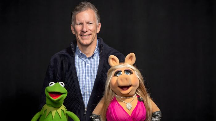 Kevin Lansberry with Kermit the Frog and Miss Piggy