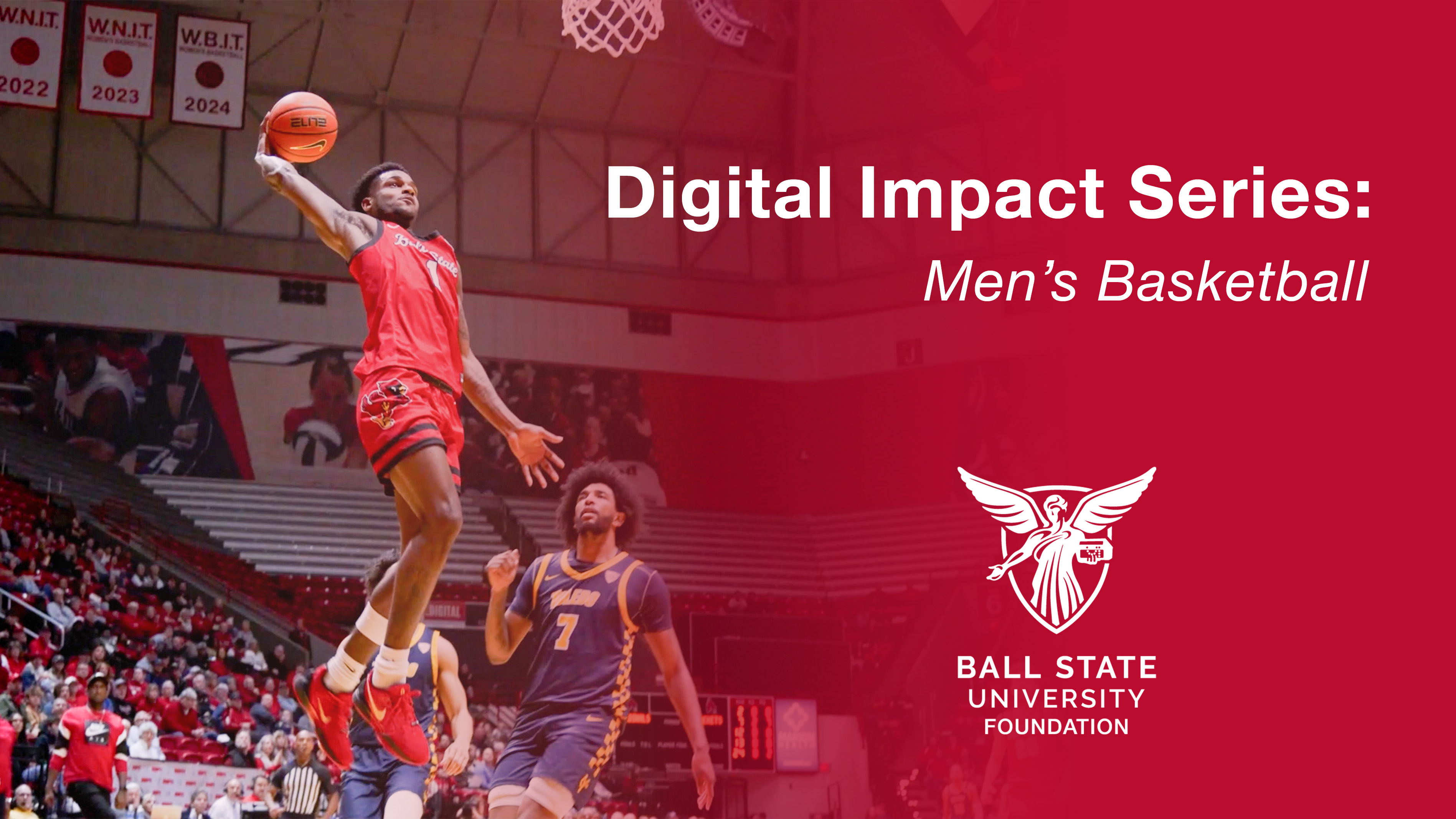 Men's Basketball player with red gradient background