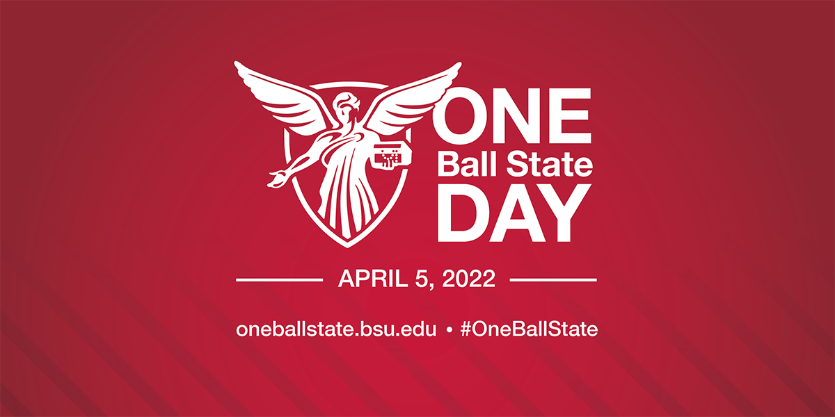White One Ball State Day logo on a red background