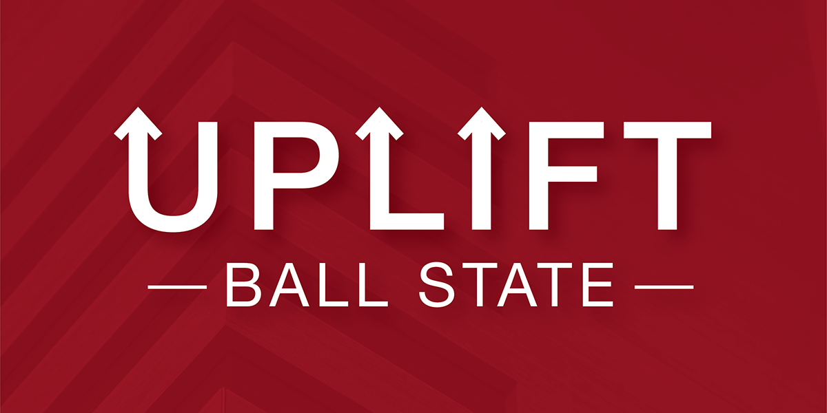UpLift Ball State wordmark on a red background