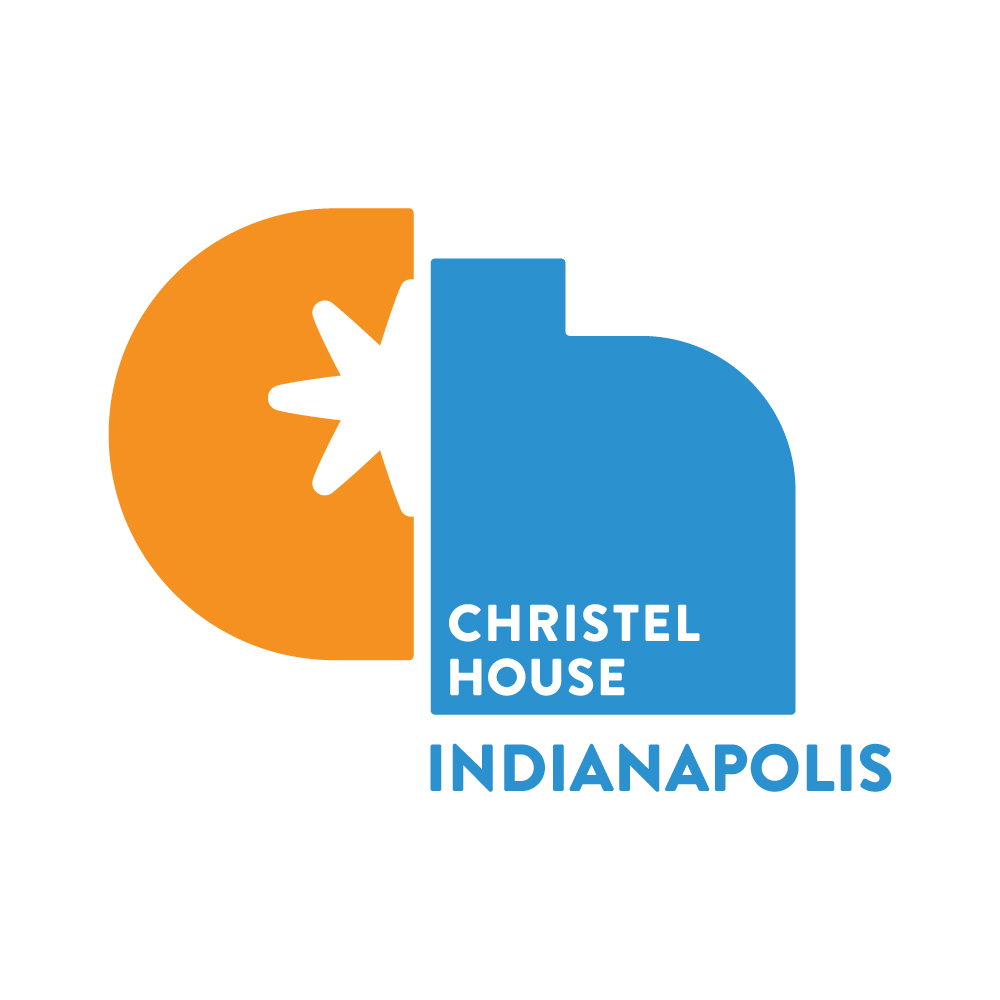 Christel House Indianapolis logo-orange on one half and blue on the right half