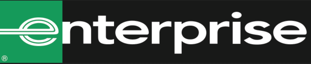 Enterprise car rental logo-e in green and the rest of the text in black