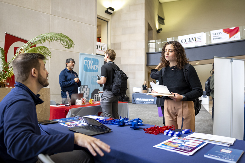 Students at the career internship fair