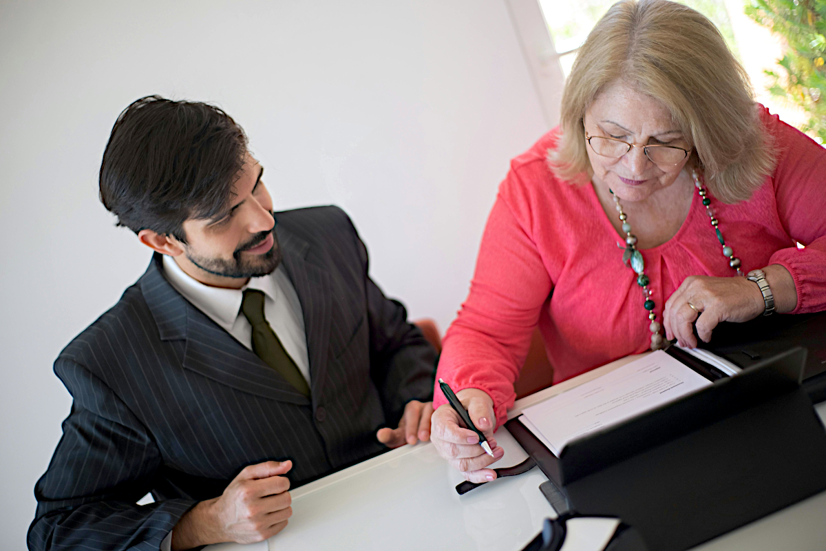 A legal assistant reviewing documents