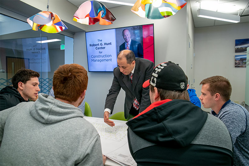 Students working at table