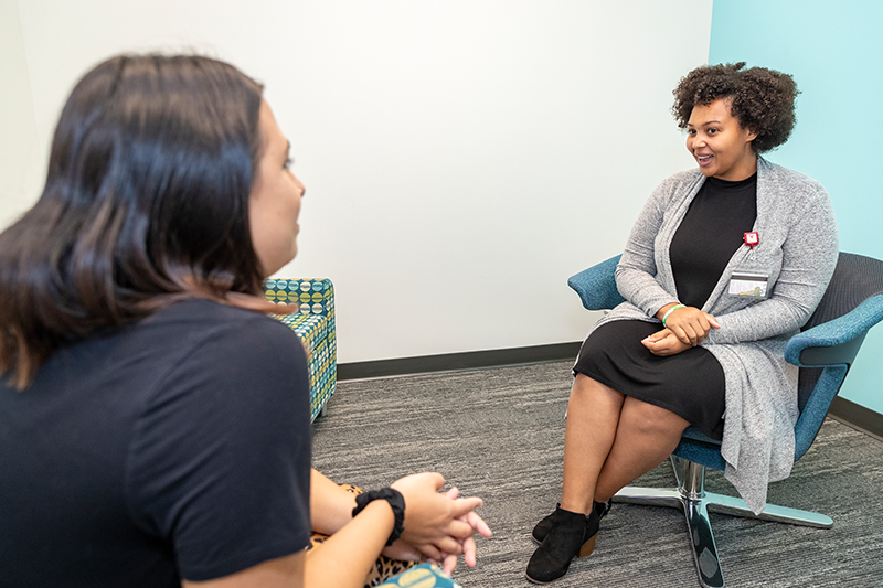 Graduate Counseling students working with each other