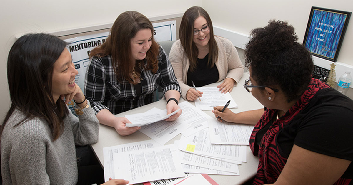 A group of students working together.