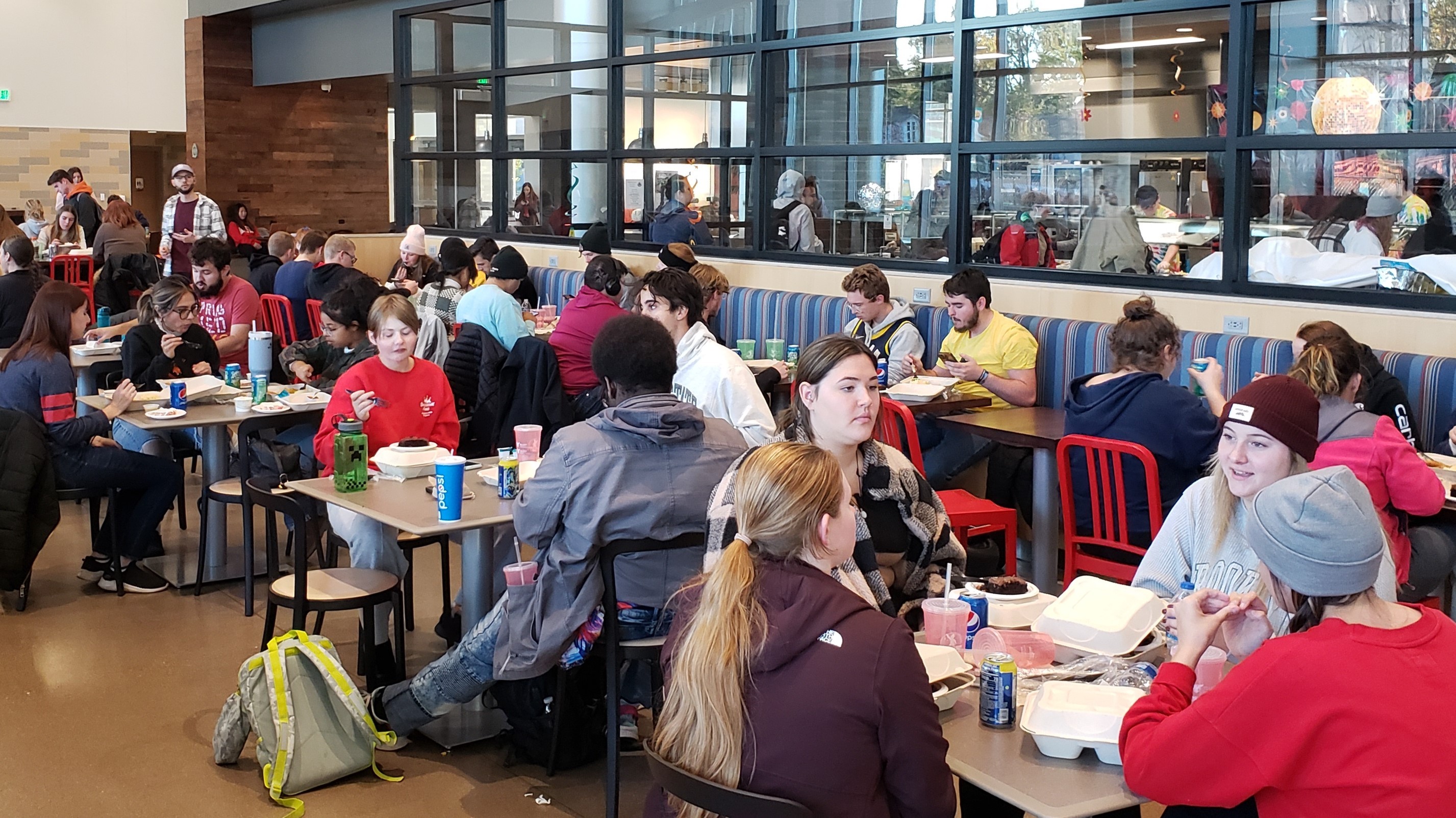 Students eating in Atrium