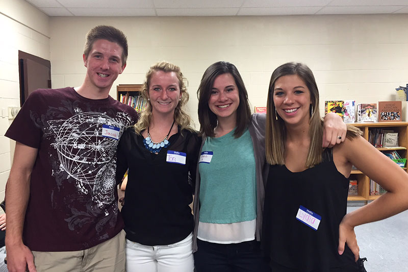 A group of students working together.