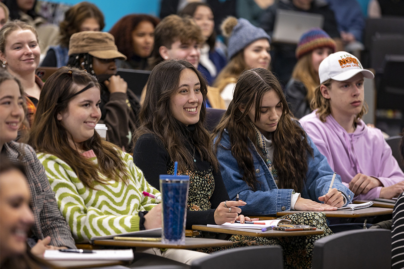 Students sitting in a classroom