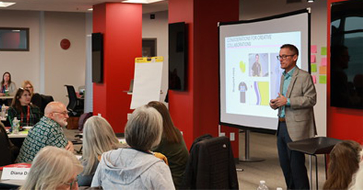 A presenter addresses a community class at Ball State.