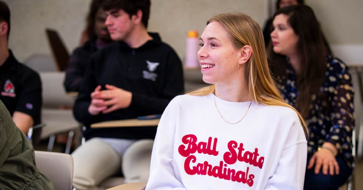 Student sits in class.