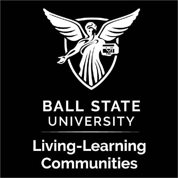 Black Background with Ball State Beneficence Logo and "Living-Learning Communities" under it