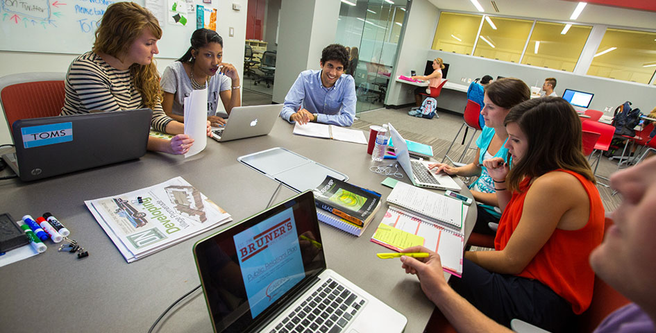 Students in Holden Center