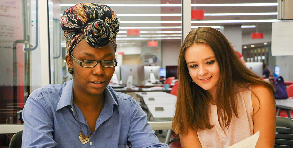 Students in writing center