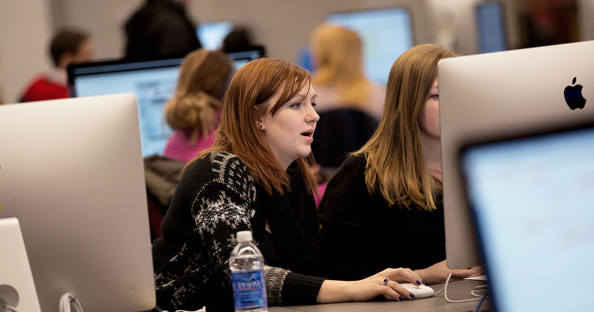 Students at computers