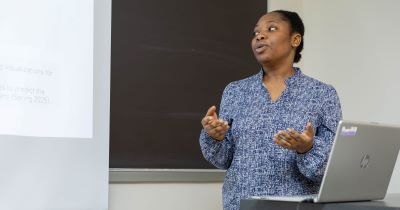 Data Mine student presenting research