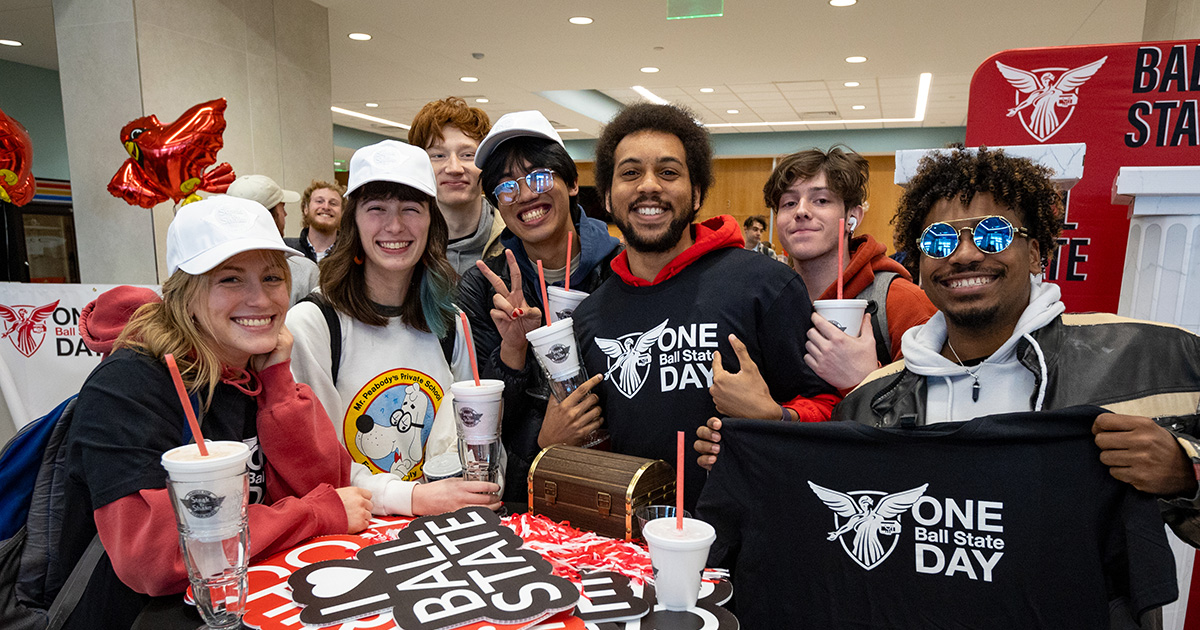 Photo of Students Celebrating One Ball State Day