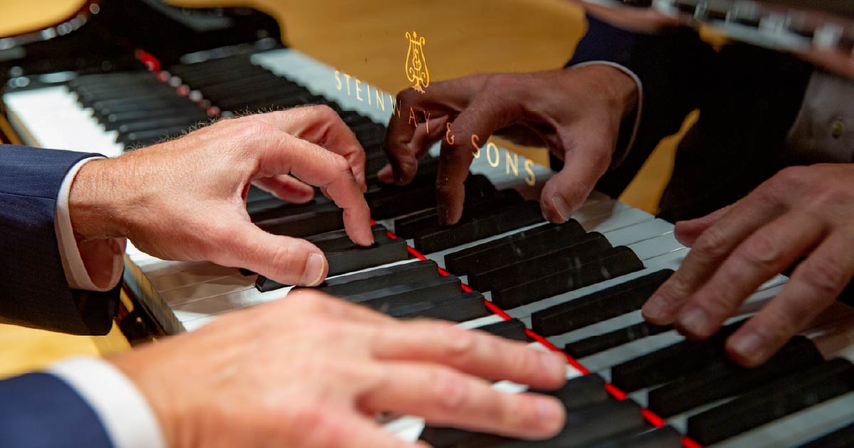 Ball State student playing the piano.