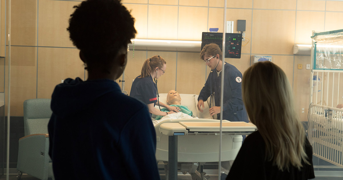 nursing student in simulation lab