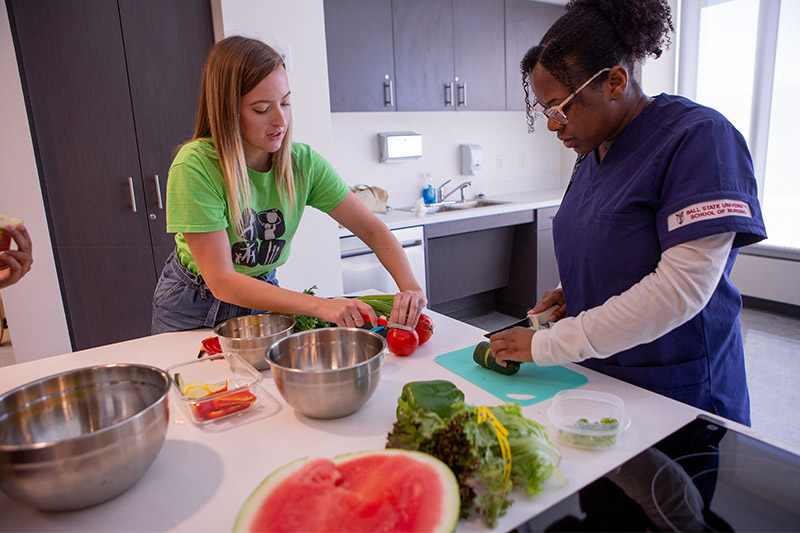 Nursing and Nutrition and Health students work together 