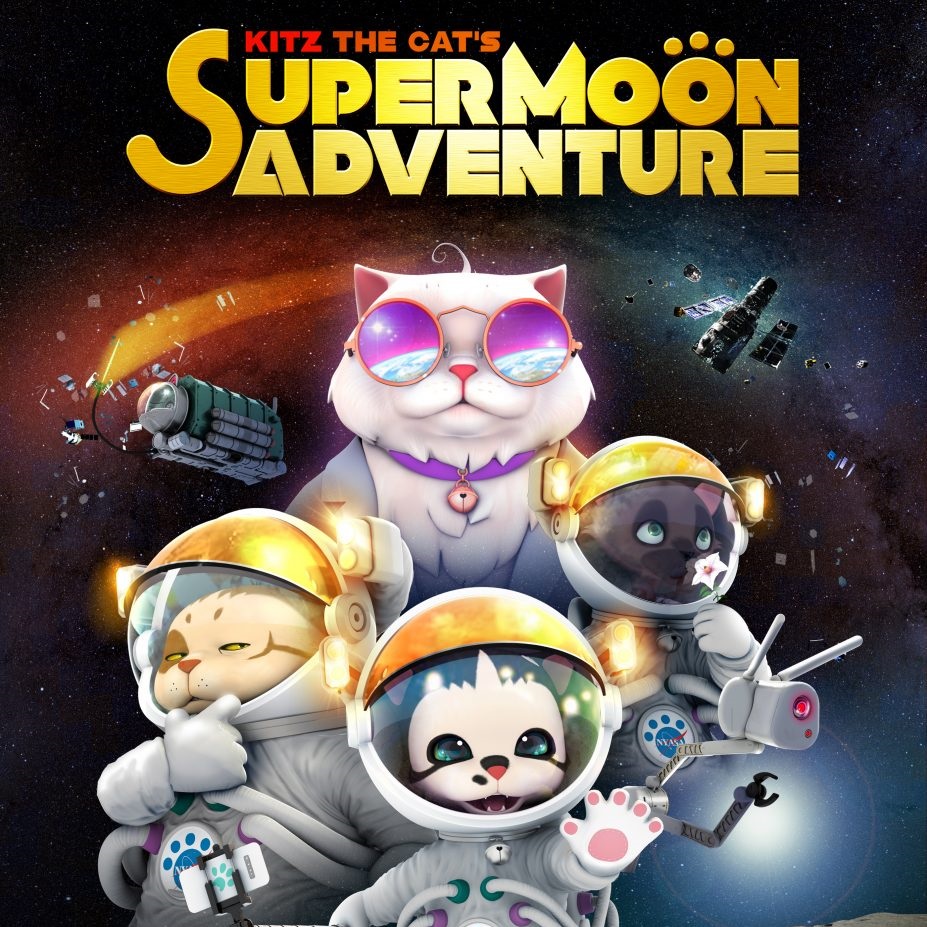Kitz the Cats show poster with hip, CGI cat astronauts