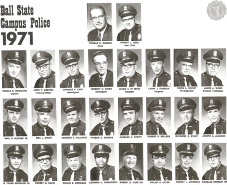 Members of the Ball State Campus Police in 1971