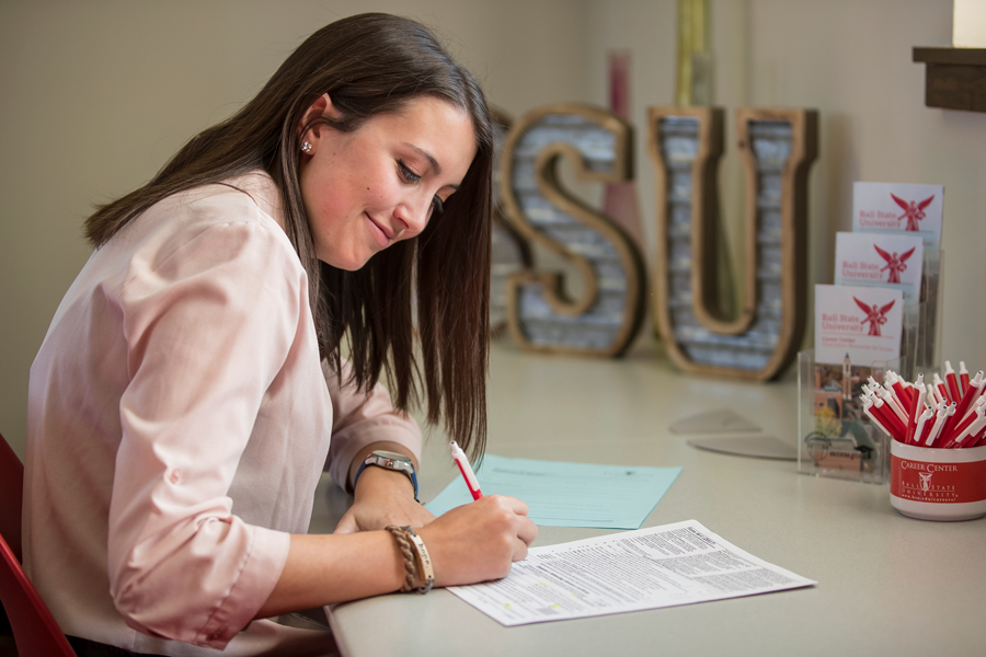 student filling out an application