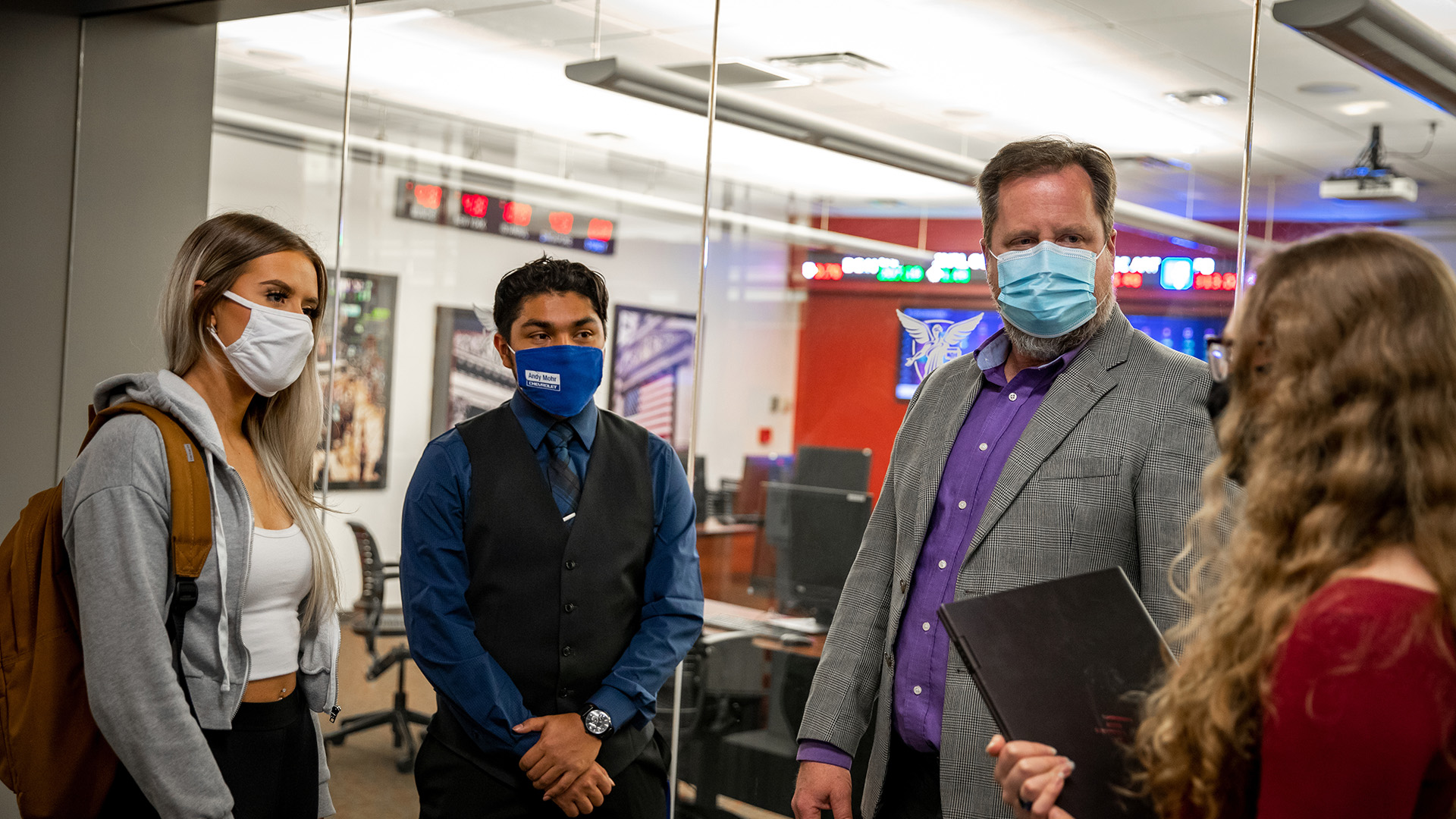 Faculty and Student wearing facemasks