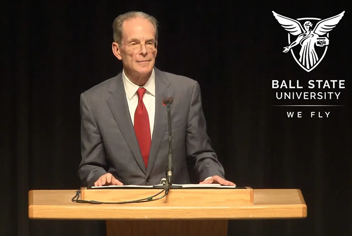 President Mearns at the podium