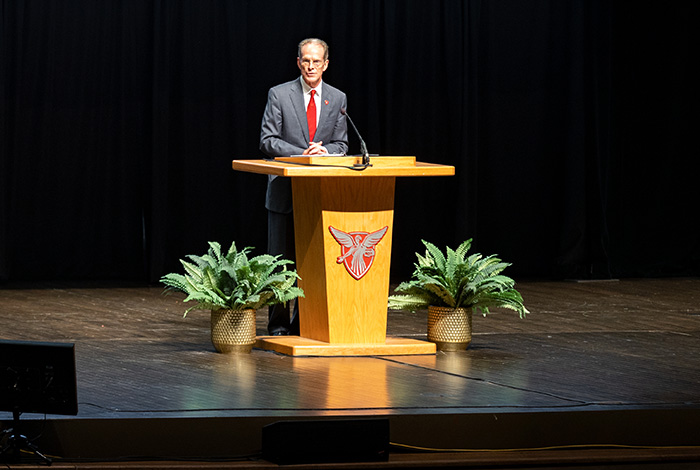 President Mearns at podium
