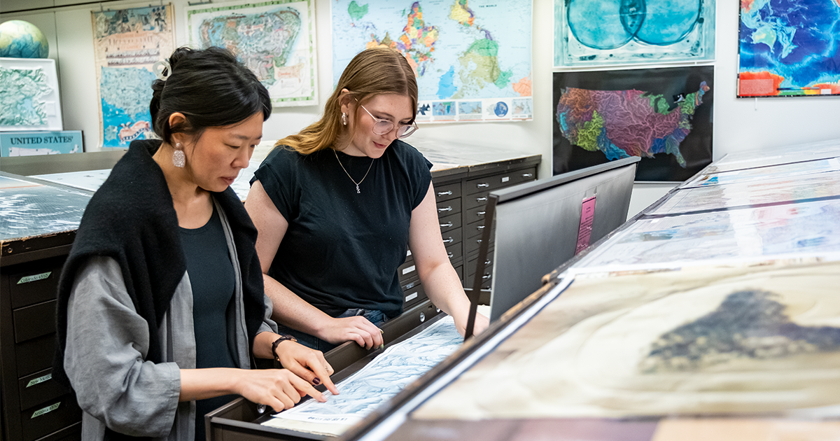 Ball State Students working in the GIS Lab