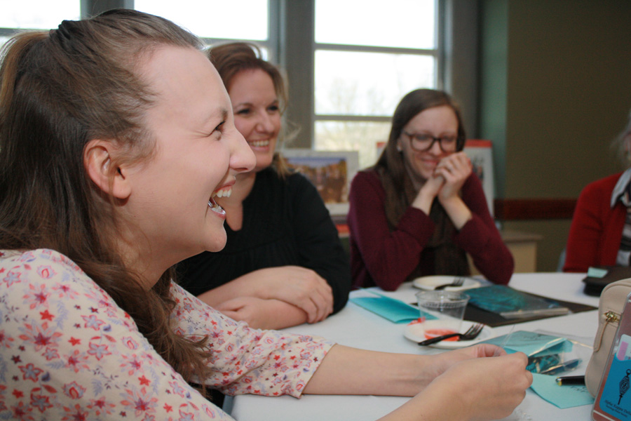 students smiling and laughing