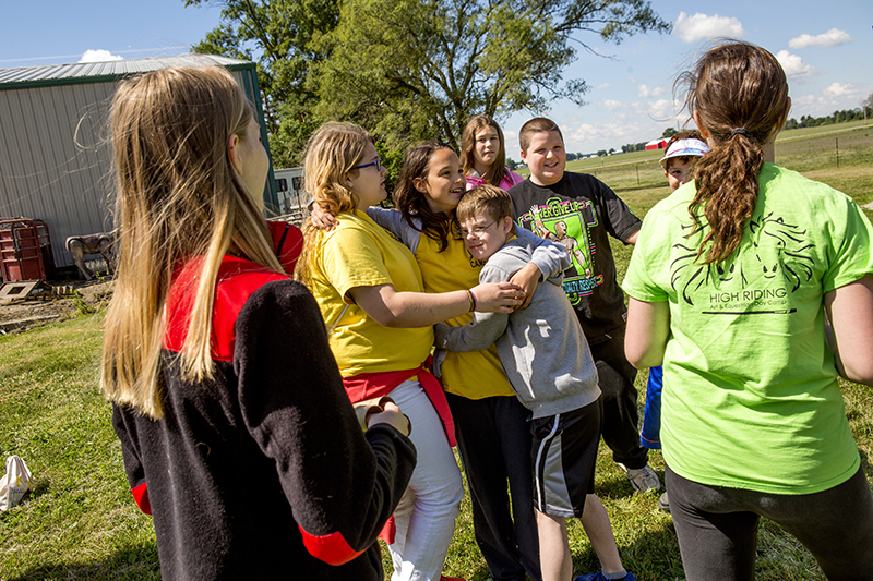 students at equestrian camp