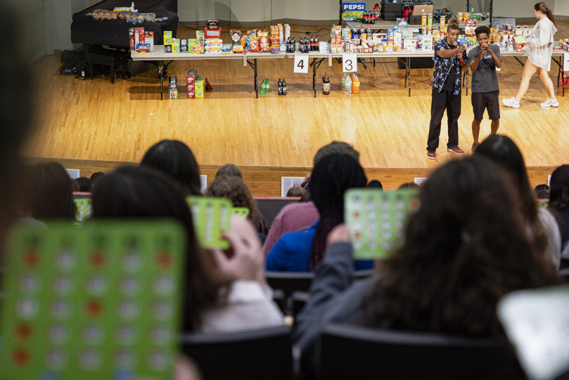 Students at Grocery Bingo Program