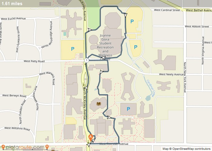 Ball State Parking Map 5K Routes | Ball State University