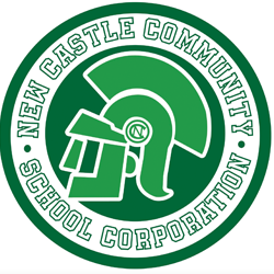 Newcastle Community School. Corporation Logo in Green and White