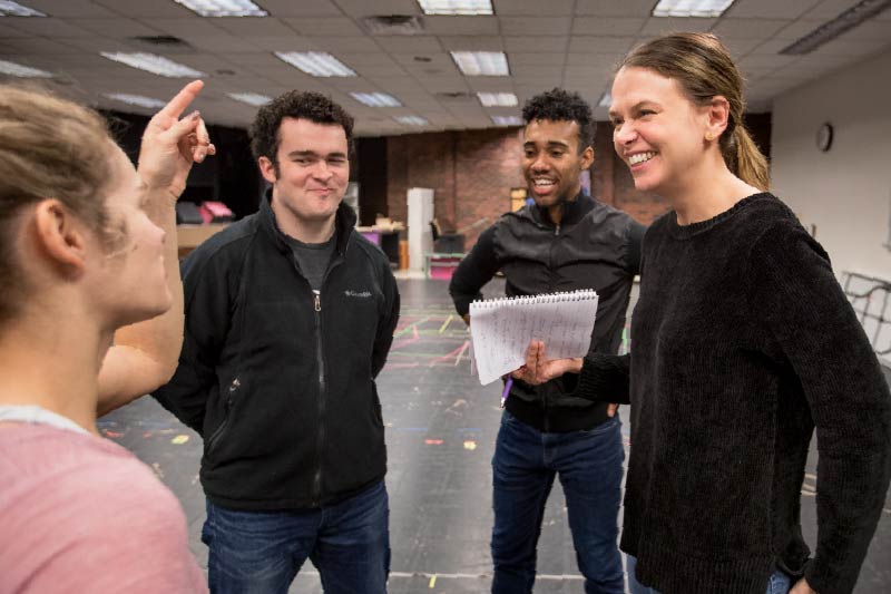 Ball State students work with Sutton Foster.