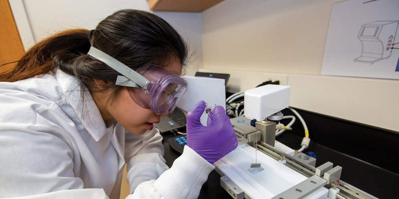 Student working in a lab