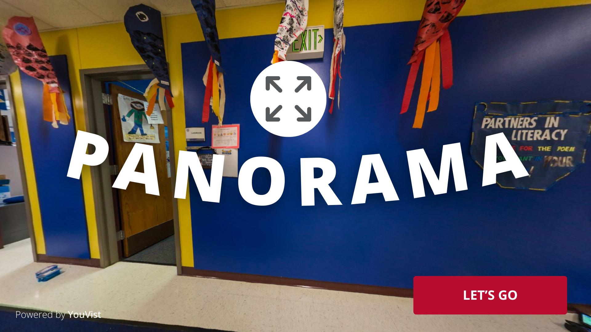 A clickable image of the Burris Laboratory School. Click to open a panorama that further explores the facility and its various resources.