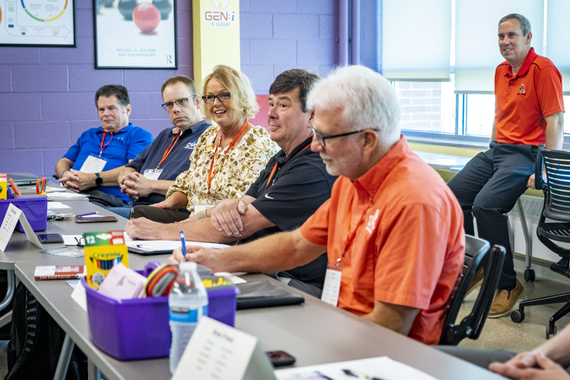 Employees in a professional development session