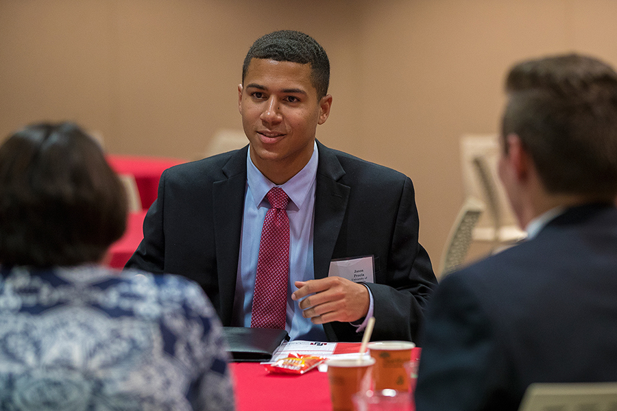 Student speaks to his peers