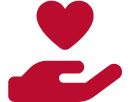 icon: red hand with a heart floating above it